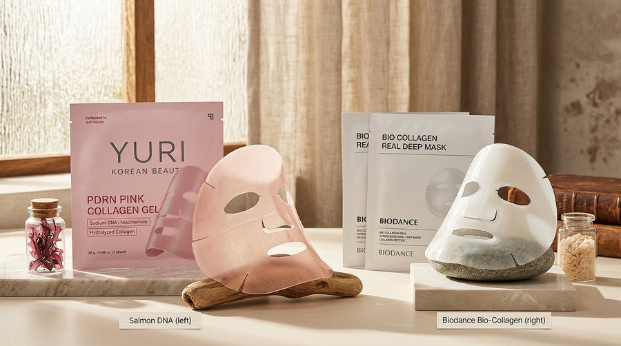 Biodance Bio Collagen Real Deep Mask vs YURI Salmon PDRN Mask for Glass Skin